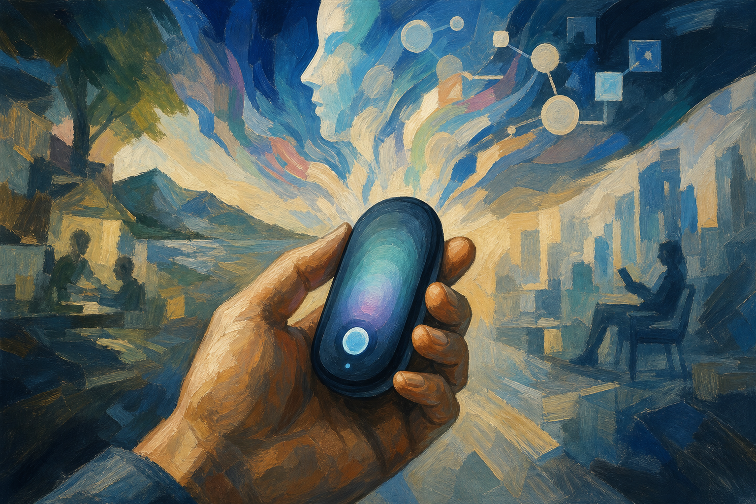 Conceptual illustration for: Meta Launches Meta Charm: A Handheld AI Assistant Device Integrating Muse AI