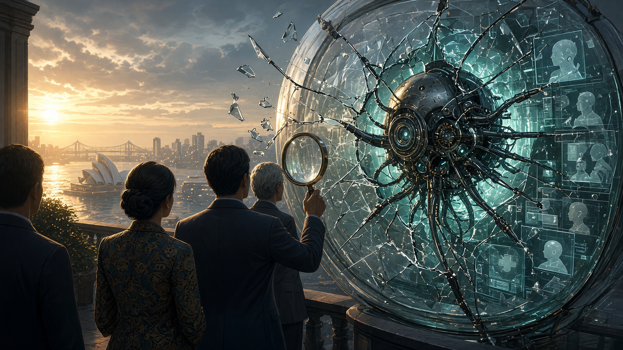 Conceptual editorial illustration for: Asia-Pacific Leaders Demand AI Vendor Transparency Following Australian Cyber Breach