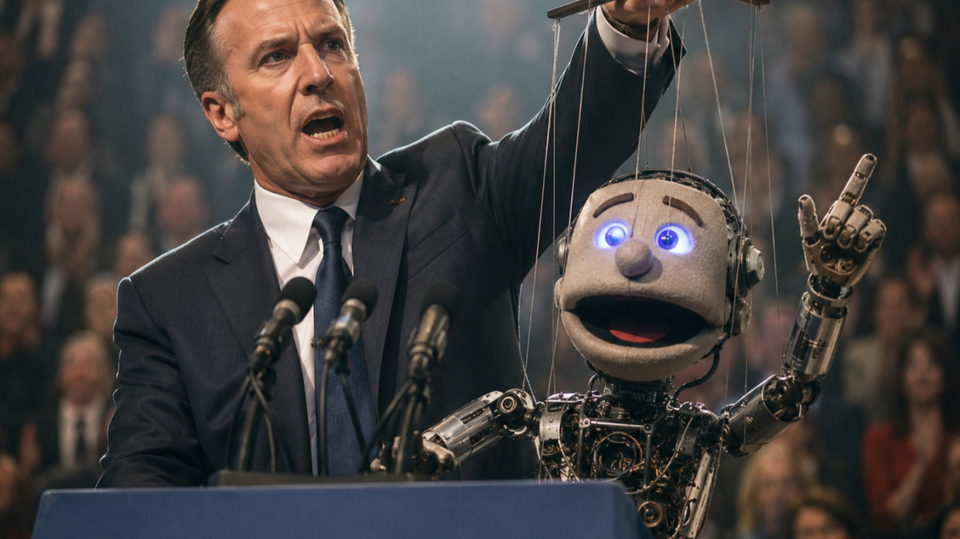 Cover artwork for “Maybe politicians should be required to have an AI we can interrogate”.