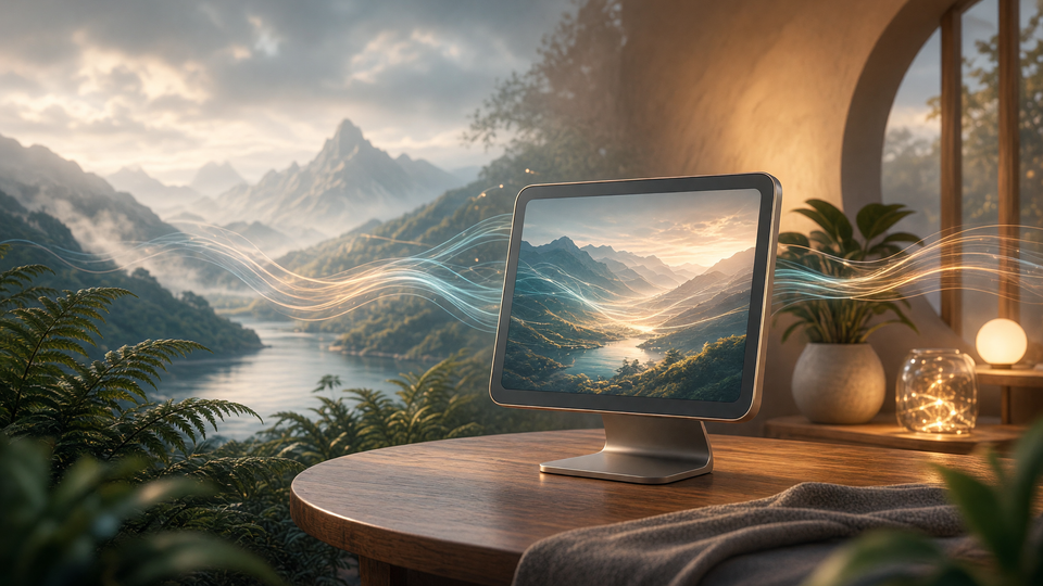 Conceptual editorial illustration for: Apple Reboots Smart Home Strategy with Siri AI and 'HomeView' Display