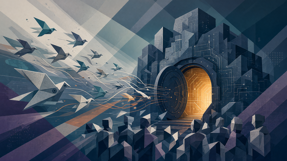 Conceptual editorial illustration for: Enterprise AI Exposure Surges 63% as Local Firms Struggle to Secure Autonomous Agents